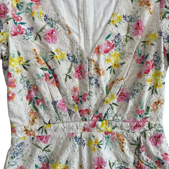 Yumi Kim Be the One Floral Eyelet Faux Wrap Mini Dress Cream Size 8 Coquette - Picture 7 of 16